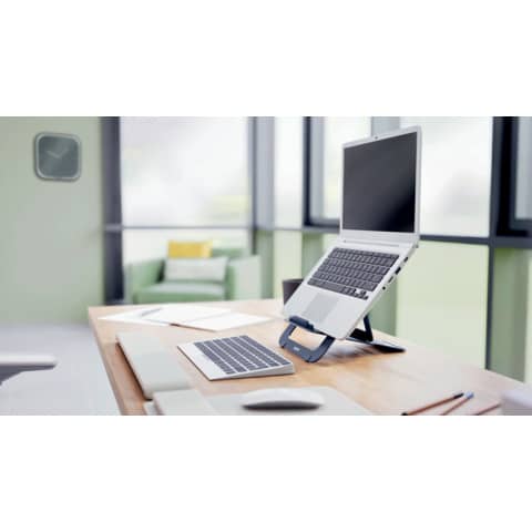 Supporto per laptop regolabile ultrapiatto in alluminio Leitz Ergo grigio scuro - 300x10x210 mm - 63460089